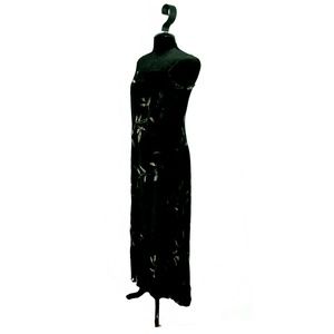 Jones NY Evening Black Velvet Print Long Dress 8
